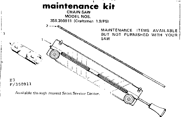 Craftsman 358350911 maintenance kit diagram