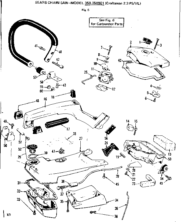 Craftsman 358350941 handle assembly-358.350961 diagram