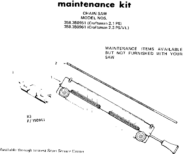 Craftsman 358350941 maintenance kit diagram