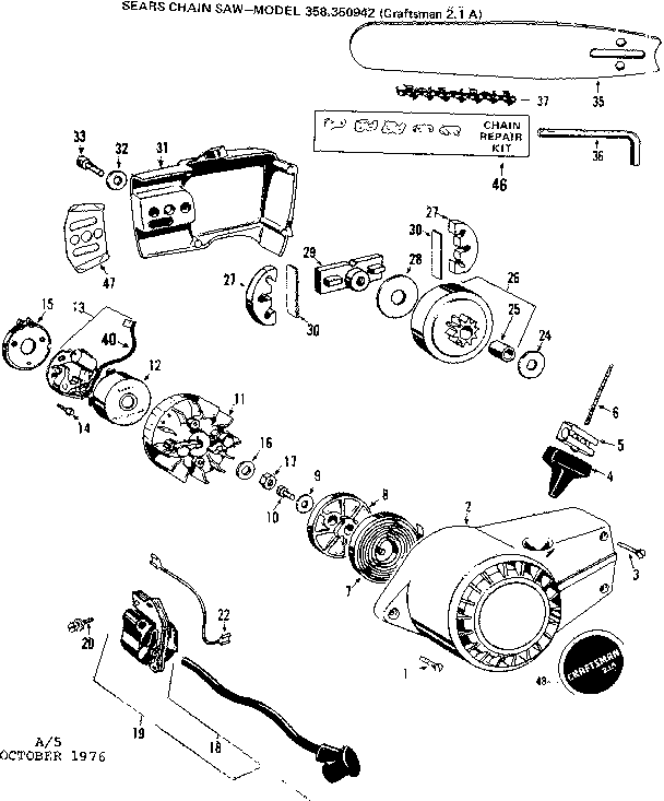 Craftsman 358350952 vl chain saws diagram