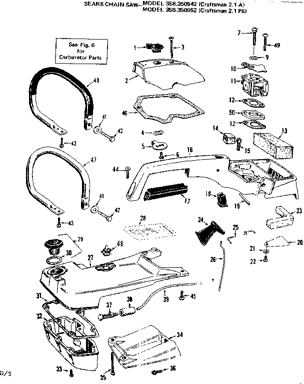 Craftsman 358350952 handle assembly diagram