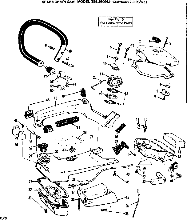Craftsman 358350952 handle assembly-358.3501962 diagram