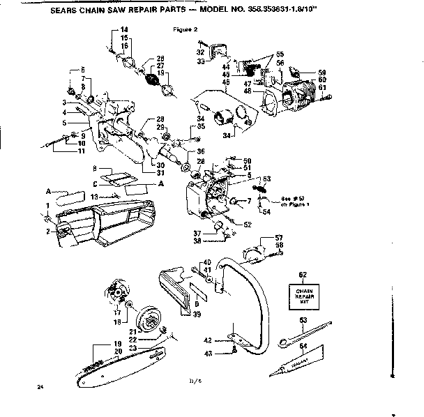 Craftsman 358353631 engine & bar assembly diagram