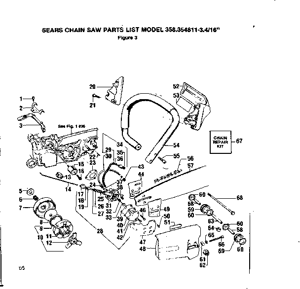 Craftsman 358354811 handle assembly diagram