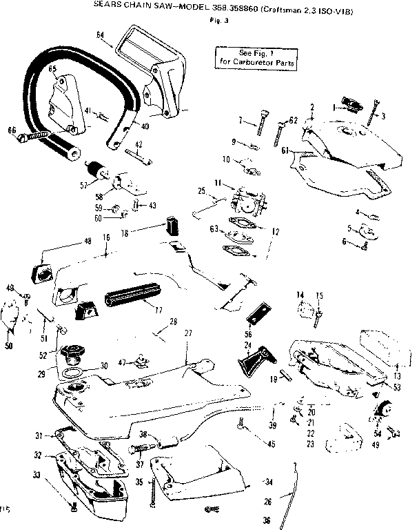 Craftsman 358358860 handle assembly diagram