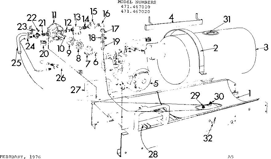 Fimco 3-65B tank and frame assembly diagram
