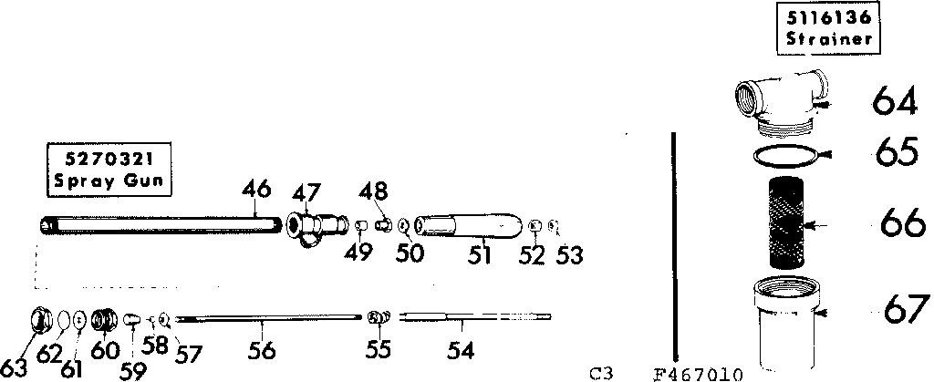 Fimco 3-65B spray gun and strainer diagram