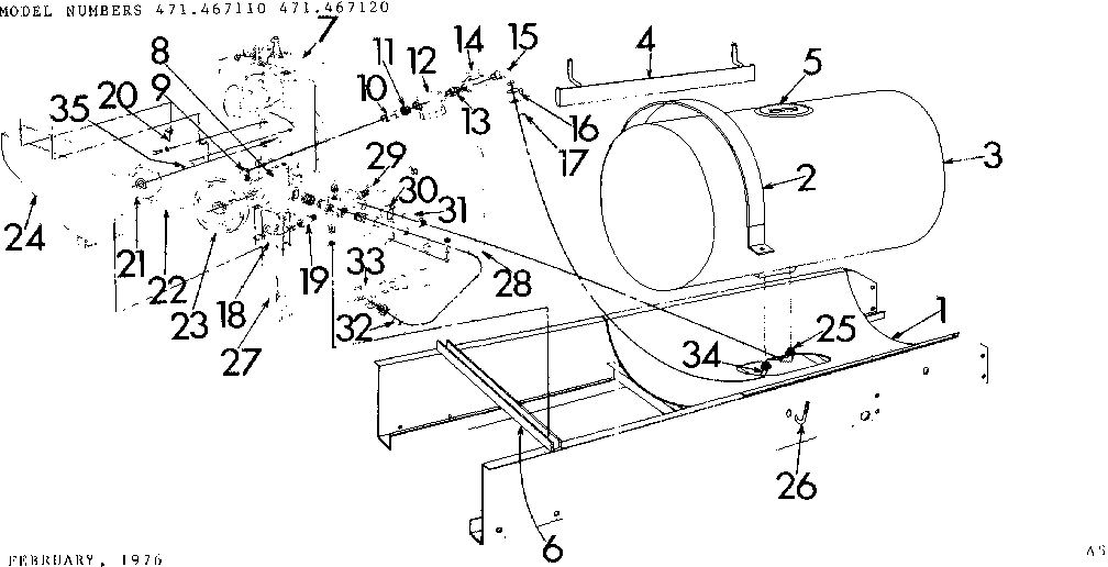 Fimco 21-65B tank and frame assembly diagram