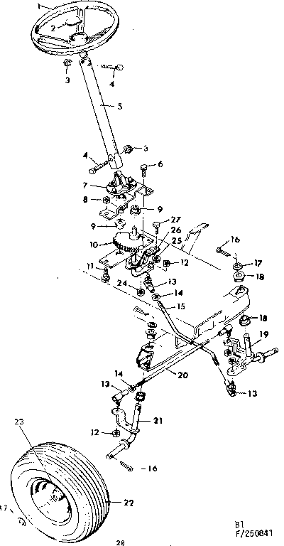 Craftsman 502250841 steering and front axle diagram