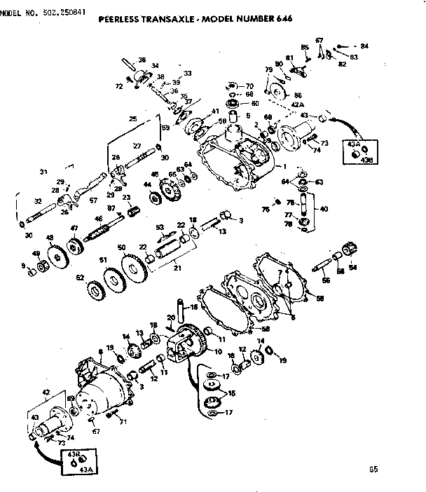 Craftsman 502250841 peerless transaxle diagram