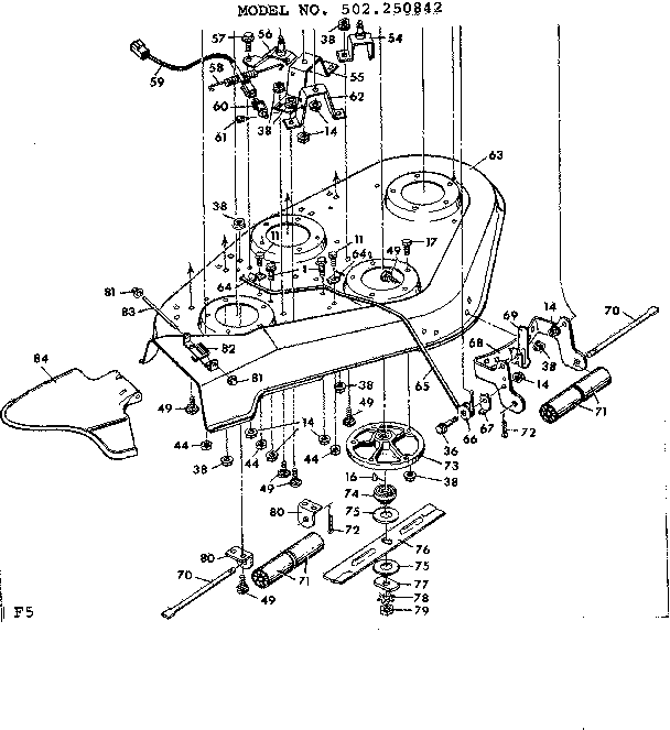 Craftsman 502250842 mower deck diagram