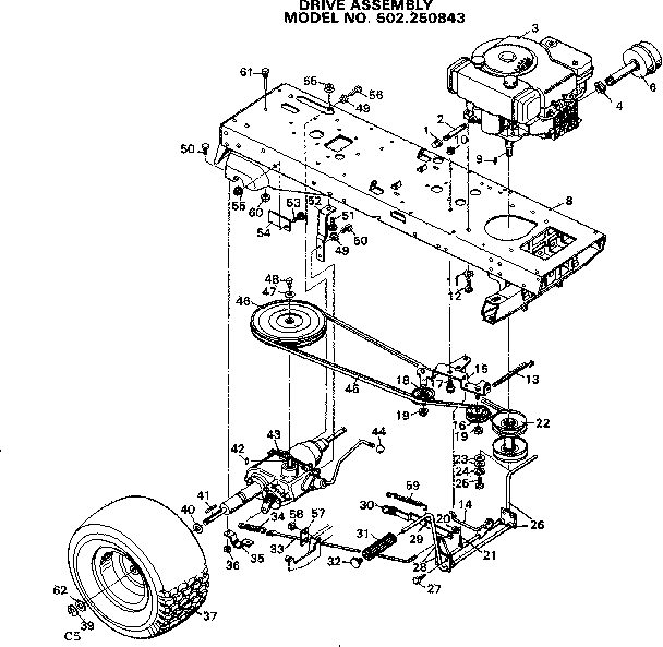 Craftsman 502250843 drive assembly diagram