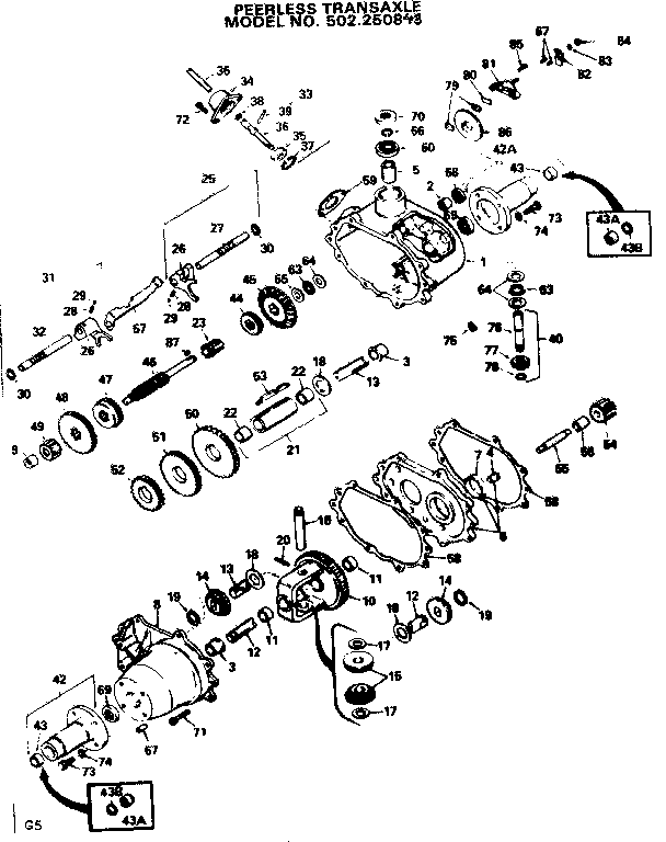Craftsman 502250843 peerless transaxle diagram