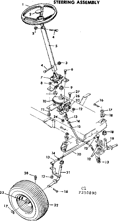 Craftsman 502250890 steering assembly diagram