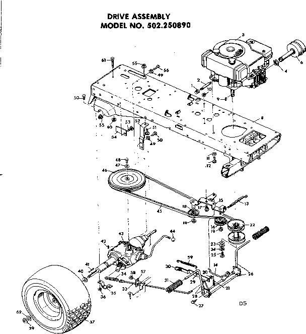 Craftsman 502250890 drive assembly diagram