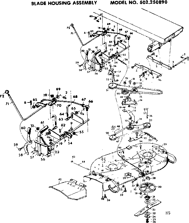 Craftsman 502250890 blade housing assembly diagram