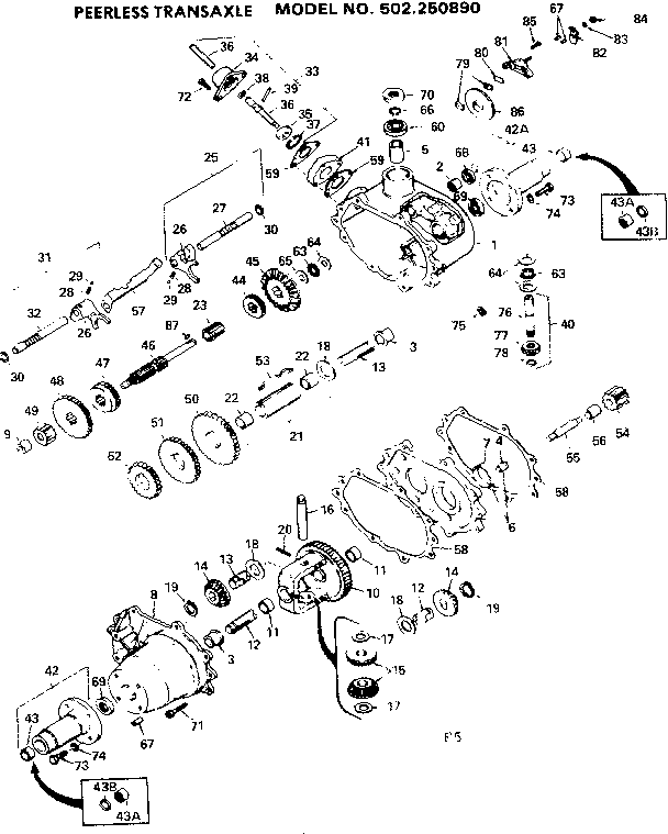 Craftsman 502250890 peerless transaxle diagram