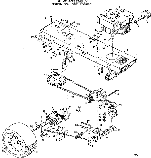 Craftsman 502250892 drive assembly diagram
