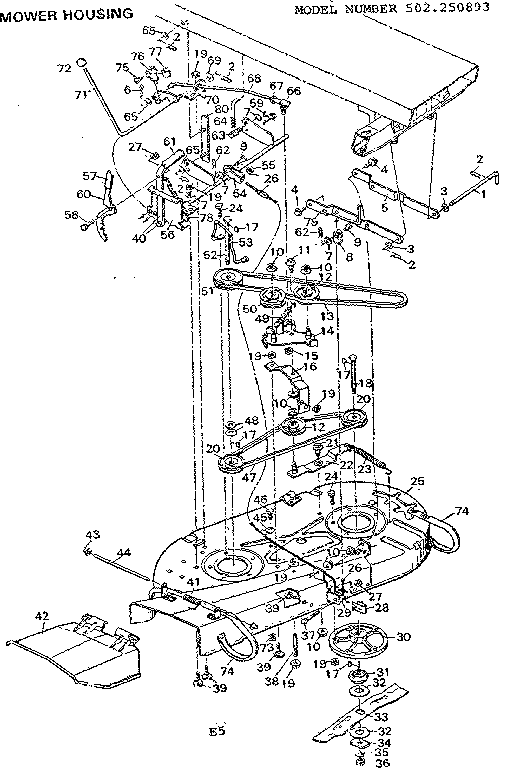 Craftsman 502250892 mower housing diagram