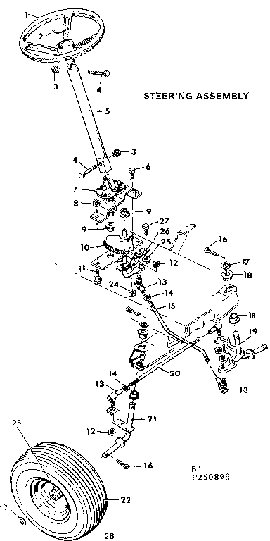 Craftsman 502250893 steering assembly diagram