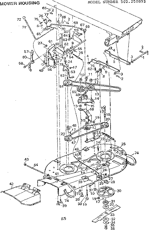 Craftsman 502250893 mower housing diagram