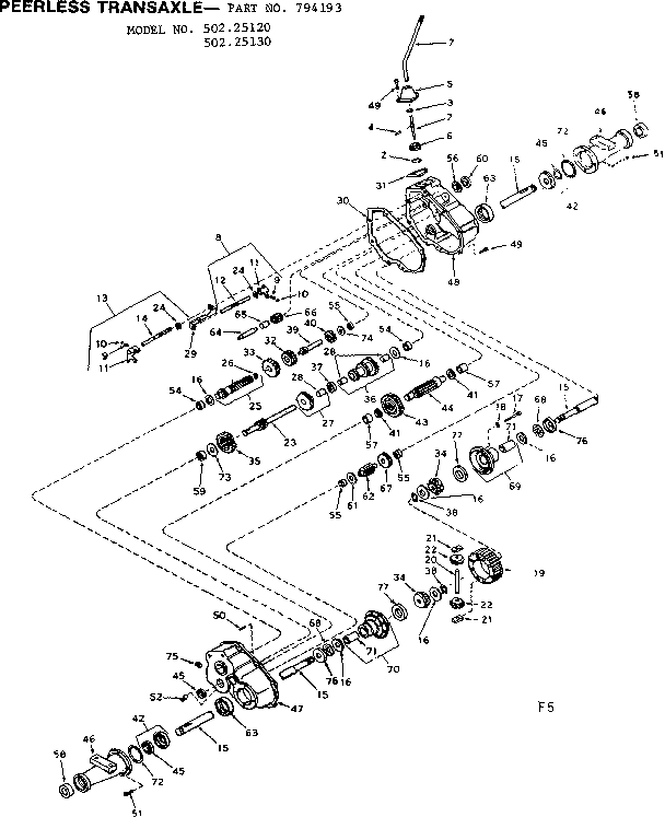 Craftsman 50225130 peerless transaxle diagram