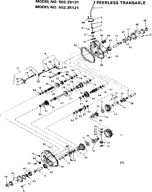 Craftsman 50225131 peerless transaxle diagram