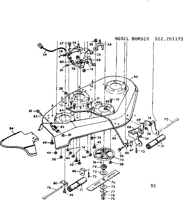Craftsman 502251370 mower deck diagram