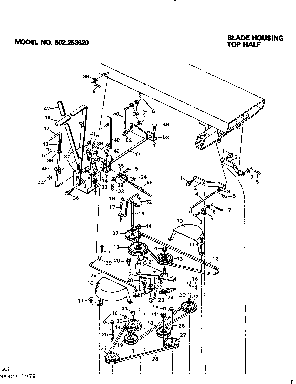 Craftsman 502253620 blade housing top half diagram