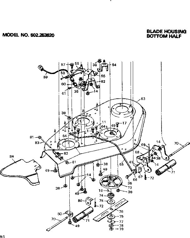 Craftsman 502253620 blade housing bottom half diagram