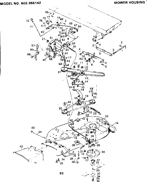 Craftsman 502255142 mower housing diagram