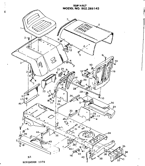 Craftsman 502255143 top half diagram