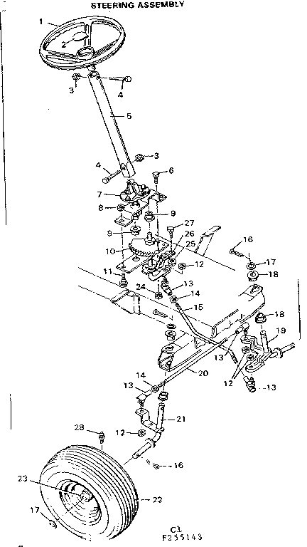 Craftsman 502255143 steering assembly diagram
