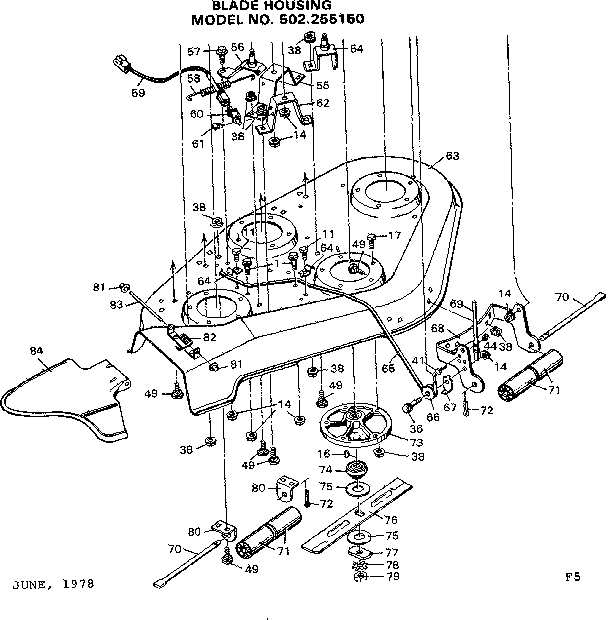 Craftsman 502255150 blade housing diagram
