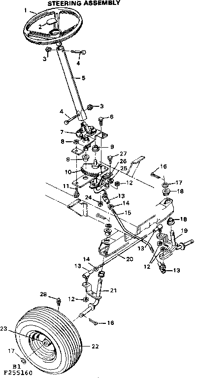 Craftsman 502255160 steering assembly diagram