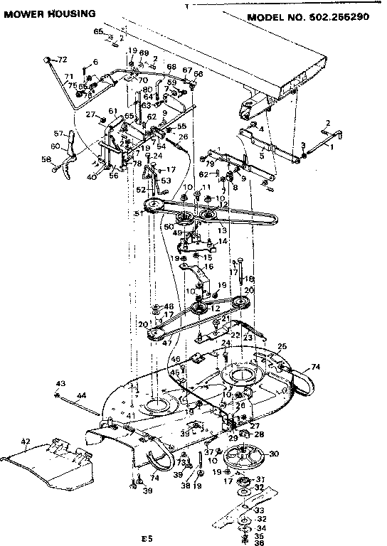 Craftsman 502255290 mower housing diagram