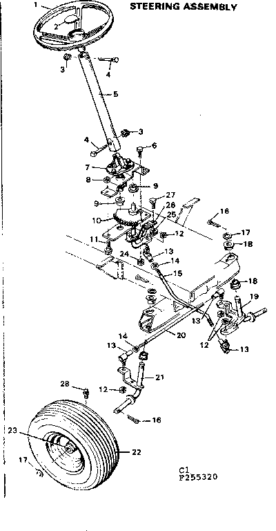 Craftsman 502255320 steering assembly diagram