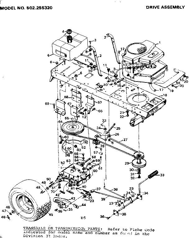 Craftsman 502255320 drive assembly diagram