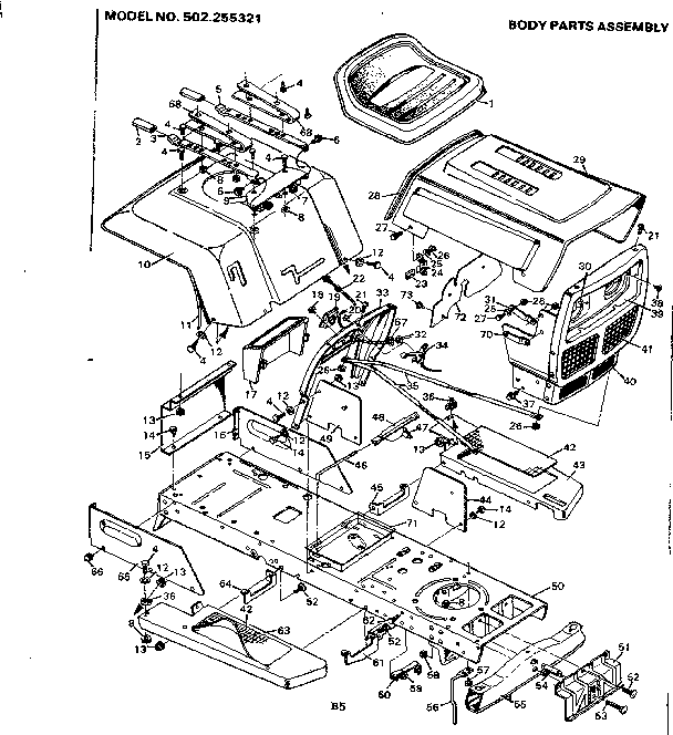 Craftsman 502255321 body parts assembly diagram