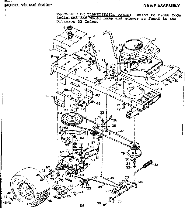Craftsman 502255321 drive assembly diagram
