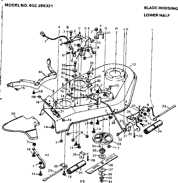 Craftsman 502255321 blade housing lower half diagram