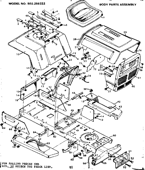 Craftsman 502255322 body parts assembly diagram