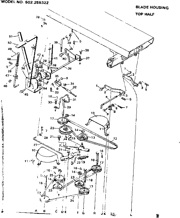 Craftsman 502255322 blade housing top half diagram