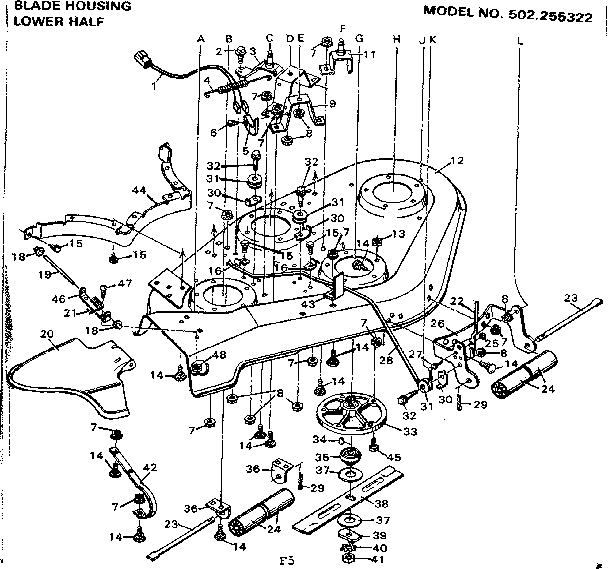 Craftsman 502255322 blade housing lower half diagram