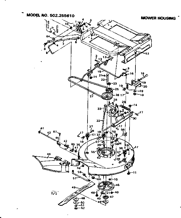 Craftsman 502255610 mower deck diagram