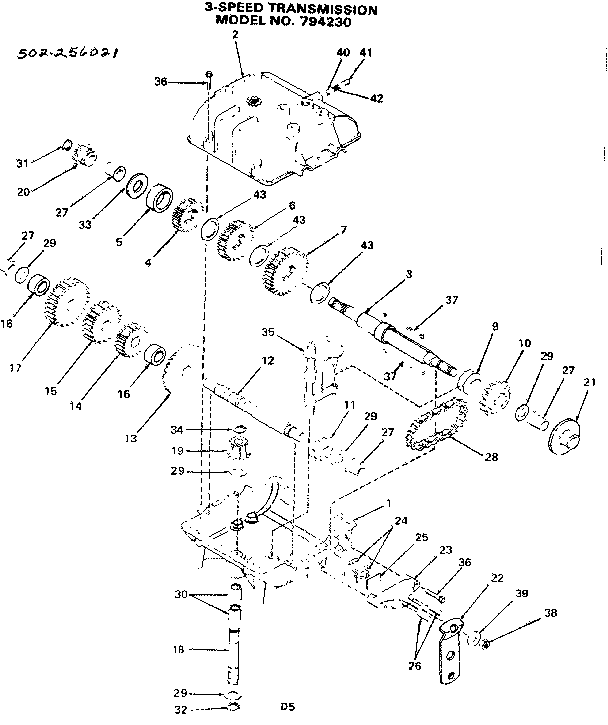 Craftsman 502256021 3-speed transmission diagram