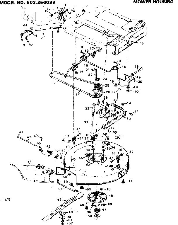Craftsman 502256038 mower housing diagram