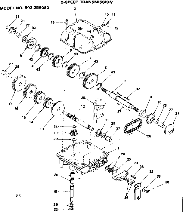 Craftsman 502256080 5-speed transmission diagram