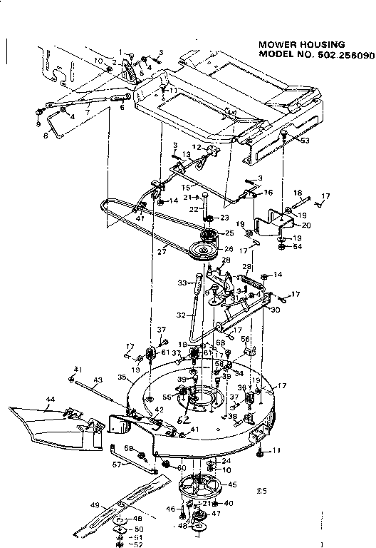 Craftsman 502256090 mower housing diagram