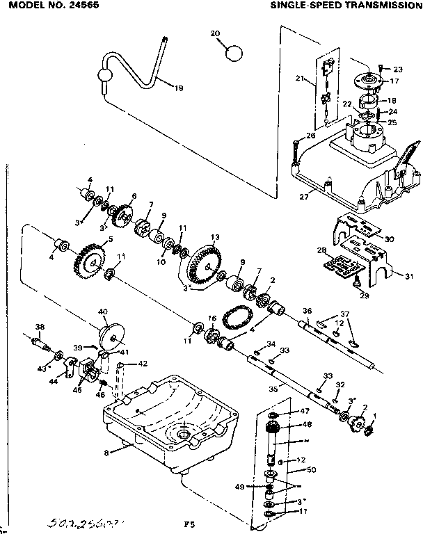 Craftsman 502256091 single-speed transmission diagram